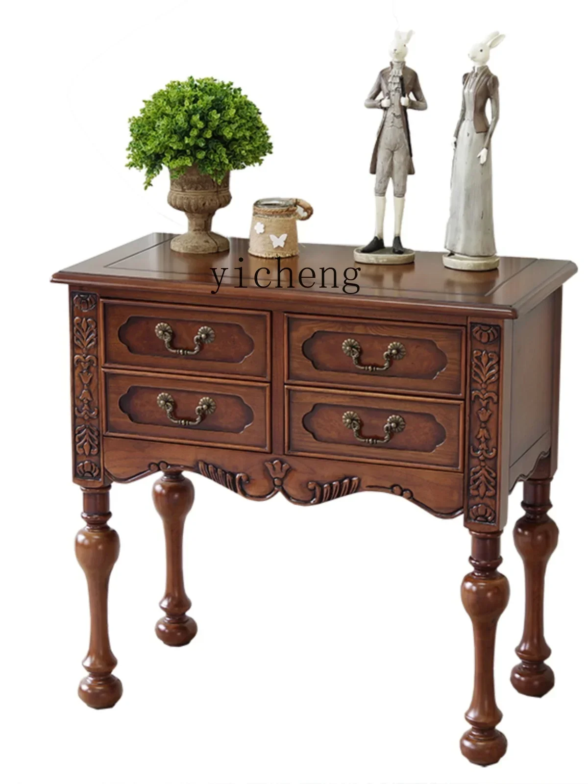 rural retro classic four-chest cabinet style solid wood small bucket cabinet drawer porch storage old