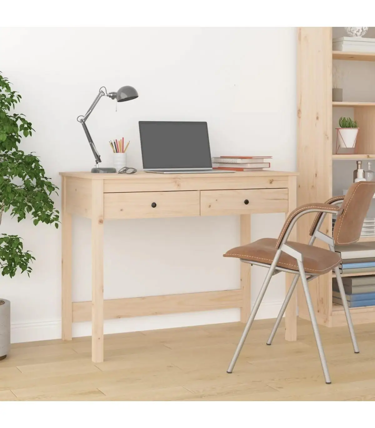 Solid pine wood desk with drawers 100x50x78 cm