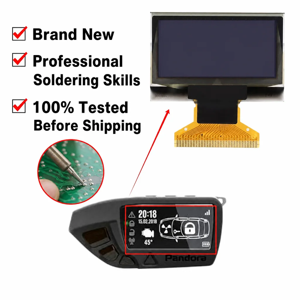 Replacement OLED LCD Display Screen for Pandora D-670 DXL670 D-204 LoRa Car Alarm Remote Key Fob Repair Part 100% Tested