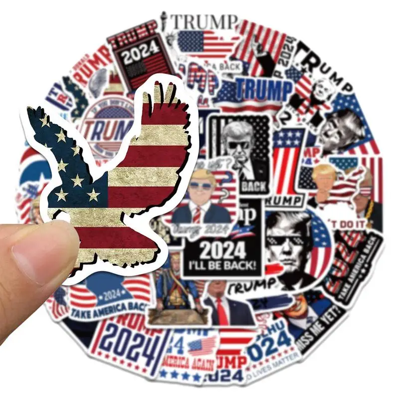 Presidential Election Stickers 50pcs 2024 Biden Trump Election Stickers Waterproof PVC Stickers For Walls Cars Trucks Water