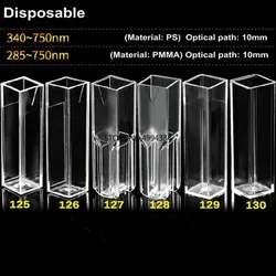 100 pz/lotto 6 cuvetta per fluorometro in plastica di tipo diverso 4.5ml/1.5ml 10mm, colorizzatore in plastica