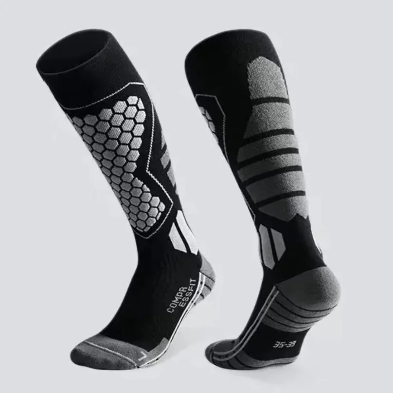 New Thickened Ski Socks Anti-slip Thermal Compression Socks Moisture-wicking Breathable Knee High Socks for Cold Weather
