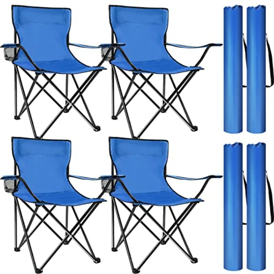 

4 Pack Folding Camping Chairs with Carrying Bag Portable Lightweight Foldable Lawn Camp Beach Sports Chairs 19.7 x 19.7 x 31.5
