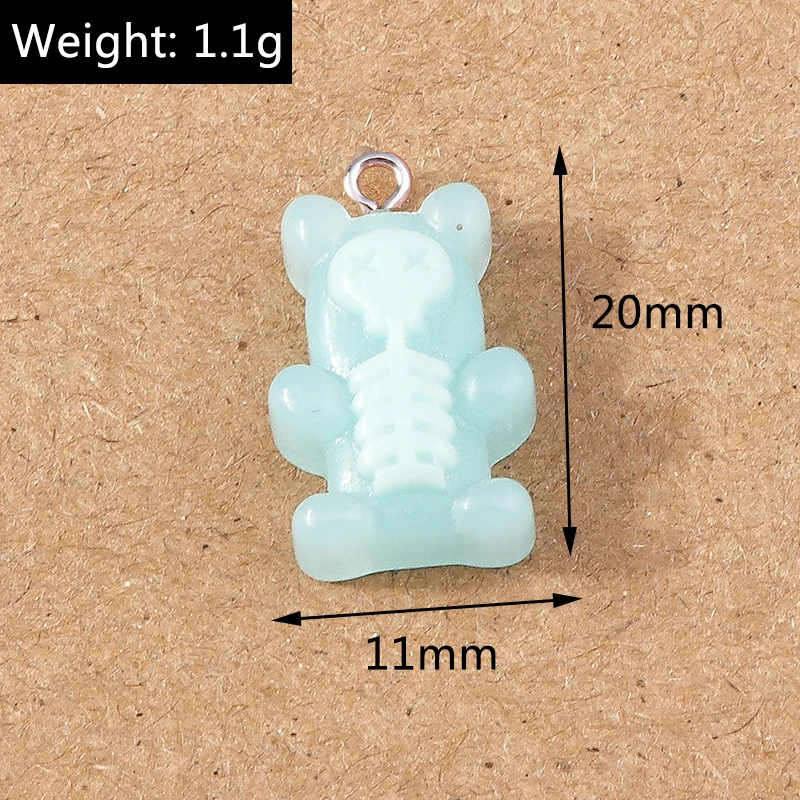 10pcs 20x11mm Cute Resin Animal Bear Charms Pendants for Jewelry Making Earrings Necklace DIY Accessories Supplies