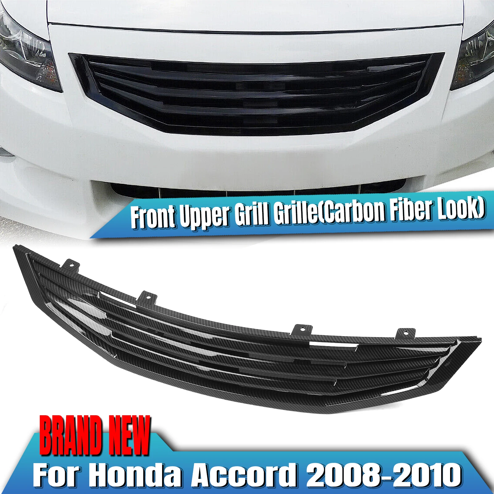 Car Front Grill Grille Upper Bumper Hood Mesh Replacement For Honda Accord 2 Door Coupe 2008-2010