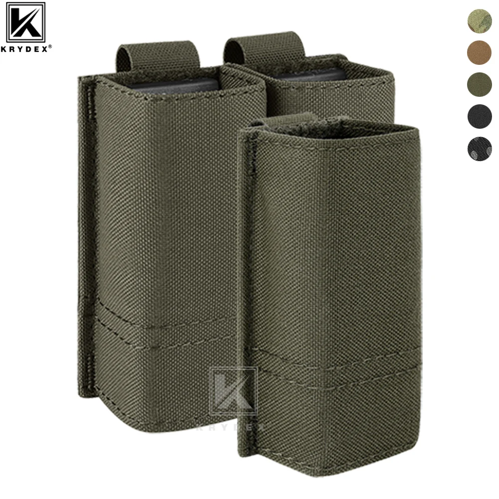 

KRYDEX Tactical 9mm Single Double Magazine Pouch MOLLE Pistol Mag Pouch Holder Duty Belt Vest Hunting Airsoft Accessories