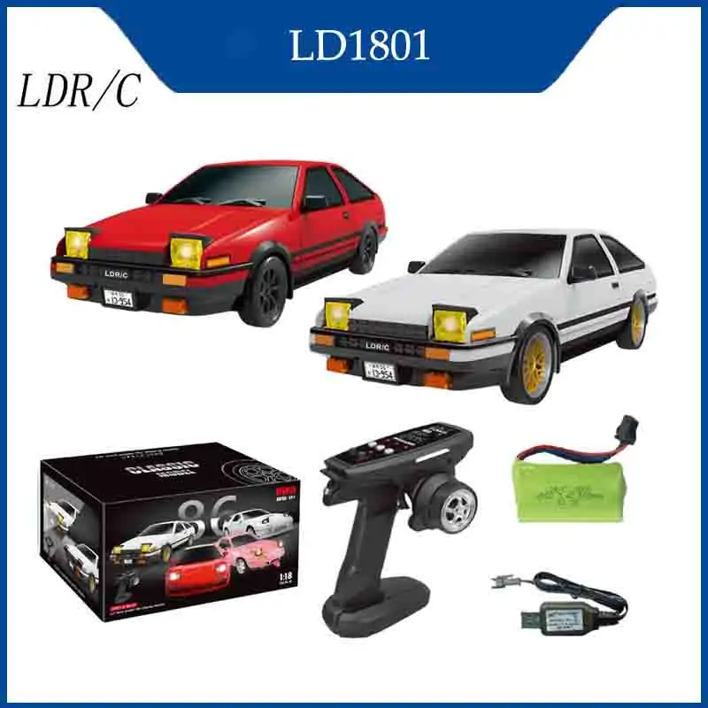 

LDRC LD1801 AE86 1:18 Дрифтинг-машина с дистанционным управлением и гироскопом, светодиодом, пультом дистанционного управления и шинами 2,4G, радиоуправляемая машина, детская игрушка в подарок 2025