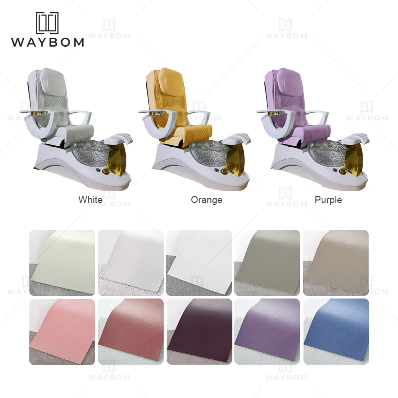 Hot luxury New Style Nail Salon Furniture Adjustable Foot Spa Massage Pedicure Chair white Crystal basin