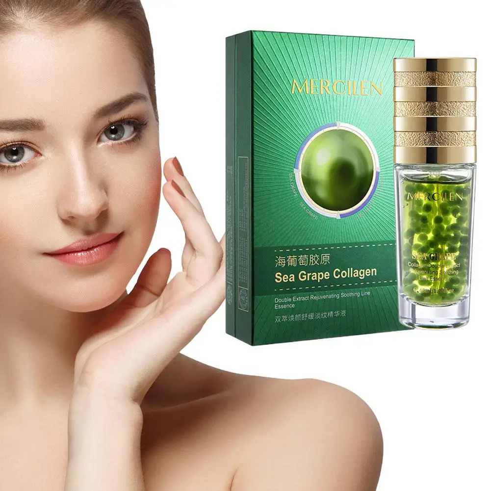Sea Grape Collagen Moisturizing Face Serum,Skin Elasticity Care,Rejuvenating Soothing Essence Skin Care For Dry & Sensitive Skin