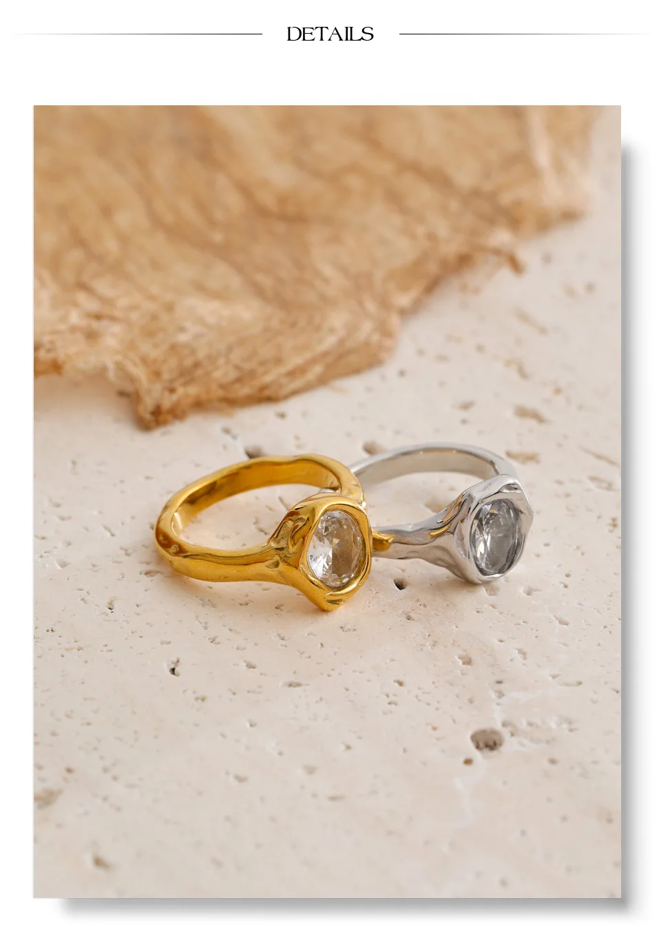 Yhpup Größe 678 Edelstahl Zirkonia Ring PVD-Beschichtet Trendiger Frischer Zarter Schmuck 2026 Großhandel – Detail 7