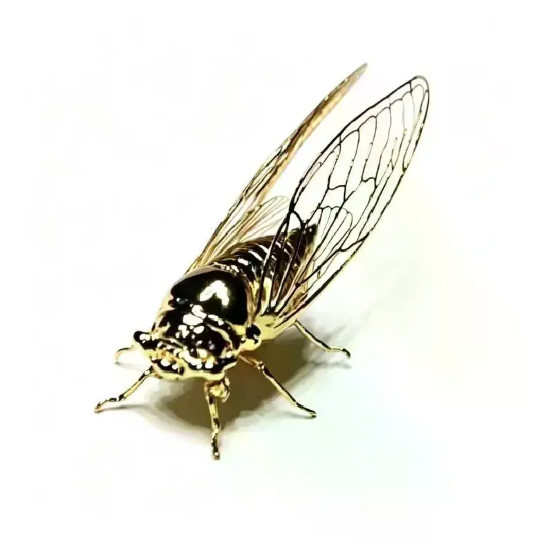 Creative Exquisite Cicada Figurine Mini Retro Alloy Animal Statue Anti-rust Durable Vintage Insect Sculpture Home Office Decor