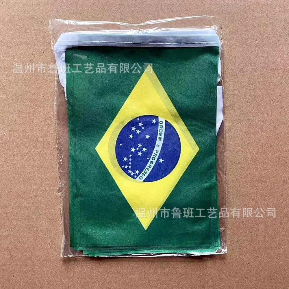 SKY FLAG Brazil bunting flags 14x21cm 20pcs/lot Brazil String flags Pennant Banner Festival Party Holiday for decoration