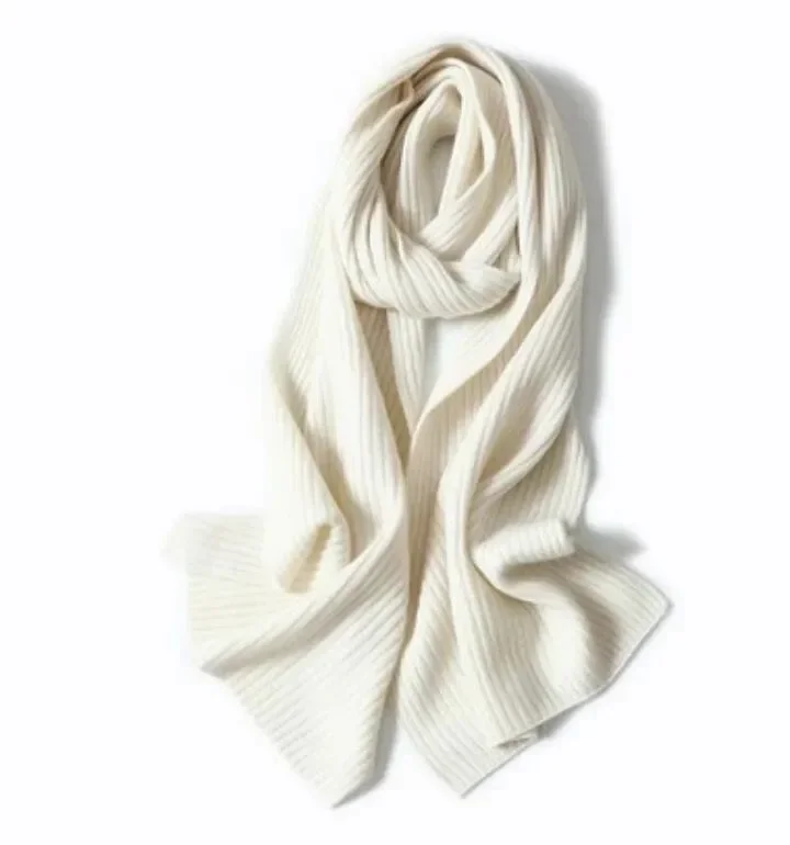 2024 Spring autumn winter fashion all-match solid color rib knit cashmere scarf for women