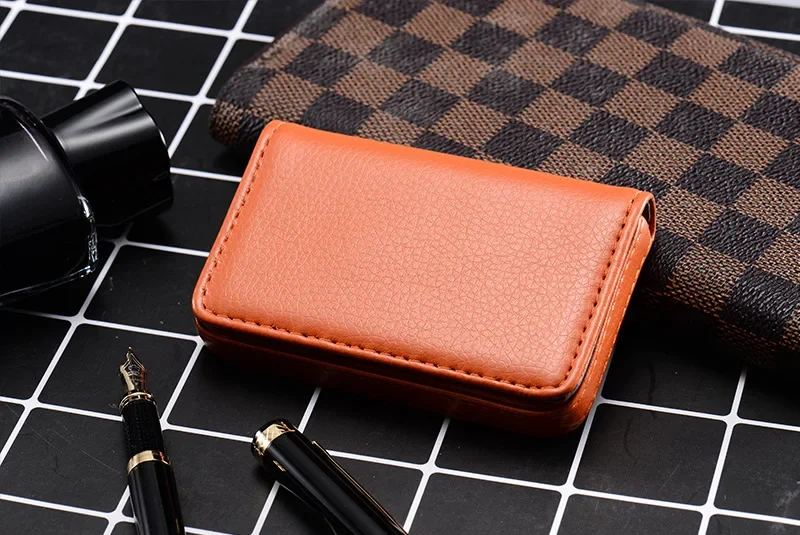 1pc PU Leder Visitenkarte Halter Mit Magnetische Schnalle Schlanke Tasche Name Karte Halter Große Kapazität Tragbare Kreditkarte Fall – Detail 13