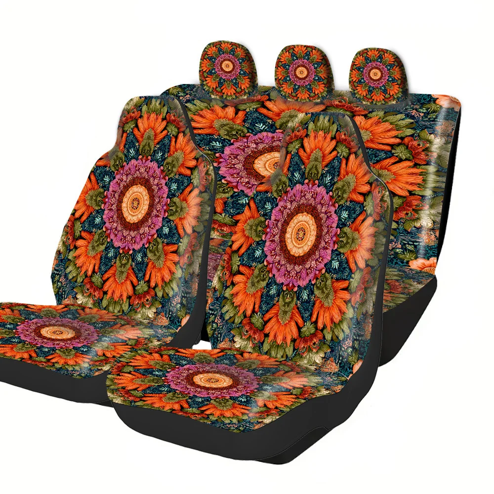 2-5 Seat Set Car Seat Covers, Stylish Symmetrical Mandala Print, Premium Construction, Fit For Truck SUV Off-road Car, All Seas