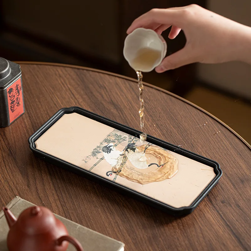 Chinese absorbent tea tray Guochao tray dry bubble ceramics household small bubble tea creative quick drying