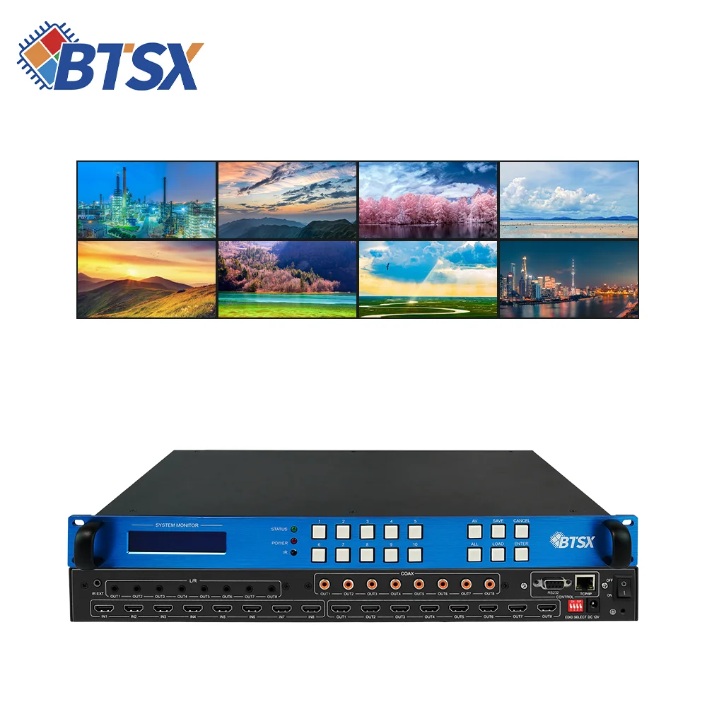 4K HDMI 8x8 Matrix Switch: HDCP 2.2 for Meeting Halls - EDID Select, IR Remote & Seamless Signal Switching