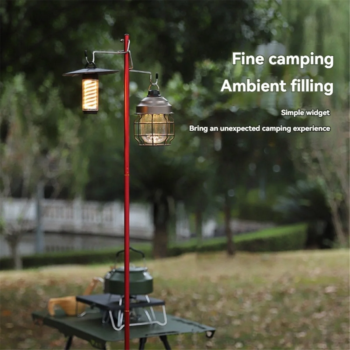 ONGE Outdoor Campsite Folding Light Stand Camping Portable Desktop Light Pole Stand Suitable for Camping Fishing Barbecue