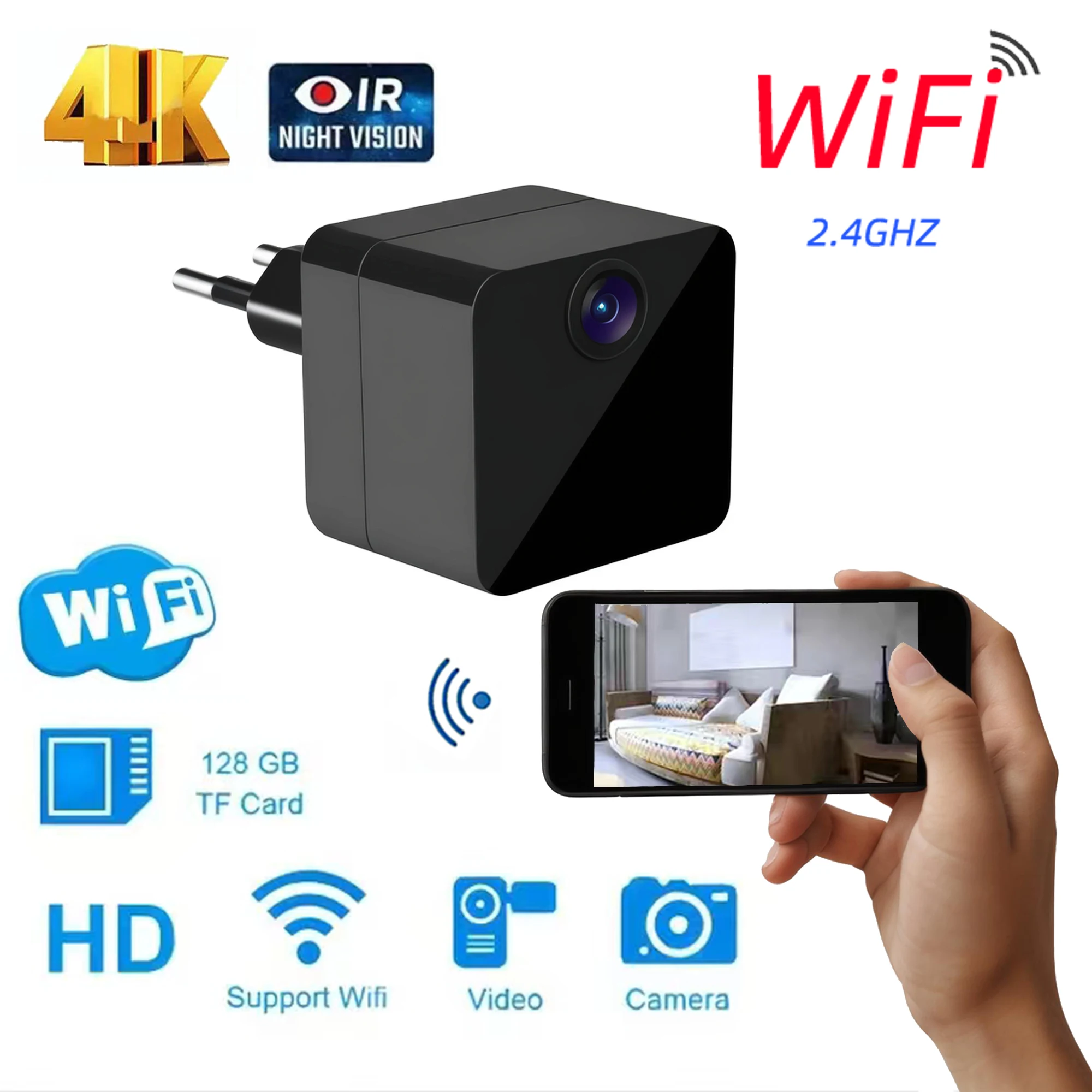 Kamera jaringan tanpa wayar HD 1080P router kecil 2.4G remote koneksi WiFi penglihatan inframerah malam mobile deteksi rumah dan kantor kamera keamanan video pengawasan