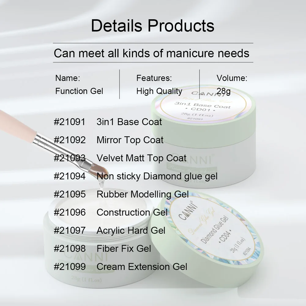 Fiber Glass Builder Nagelgel Venalisa CANNI 28g Mirror Diamond NoWipe Top Coat 3in1 Base Coat UV-Konstruktionsgel PVC-Nagelkleber – Detail 6