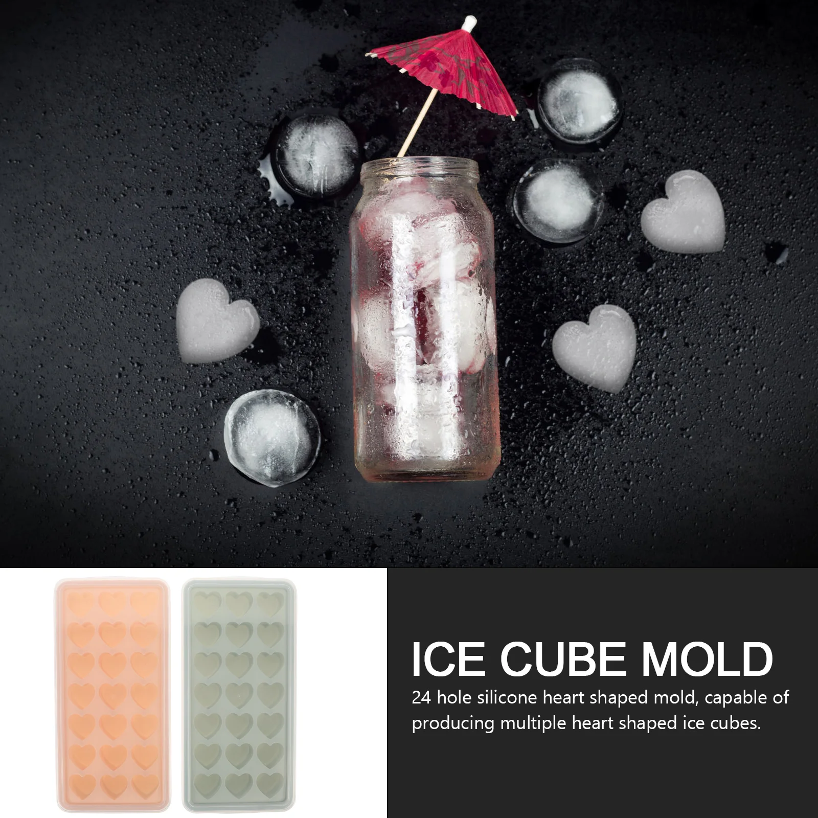 

2pcs Silicone Heart Shaped Ice Cube Tray Blue Lid Easy to Use Cute Design BPA Free Safe for Family Fun Refrigerator Fit