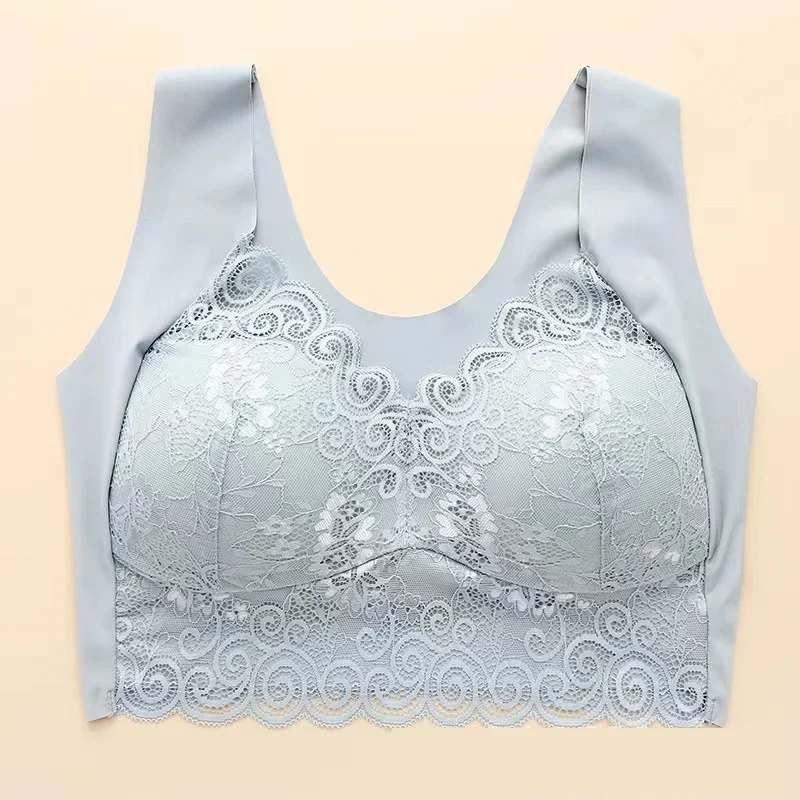 Reggiseno in pizzo da donna canotta intimo Bue L XL XXL scollo a V traspirante raccogliere morbido piumino Casual