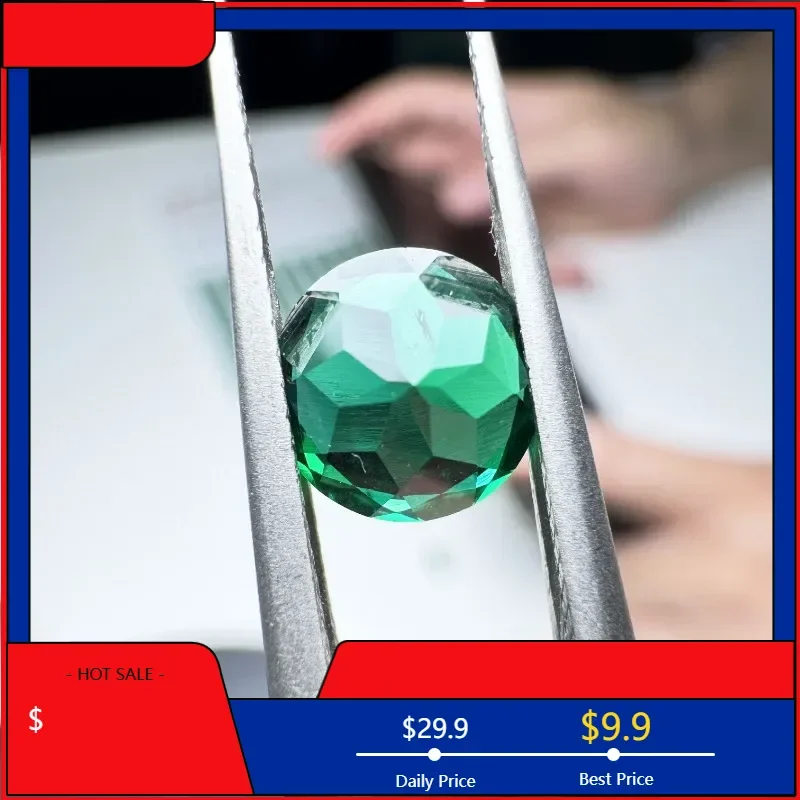 

Lab Grown Zambian Emeralds Round Shape Hydrothermal Hand Cutting with Cracks Inclusions Inside Selectable AGL Certificate