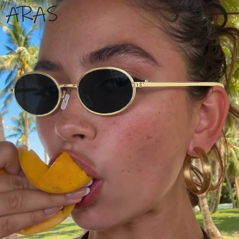 

Small Oval Sunglasses Women 2025 Luxury Brand Punk Metal Frame Sunglass UV400 Change Color Eyewear For Lady Trendy Travel Shades