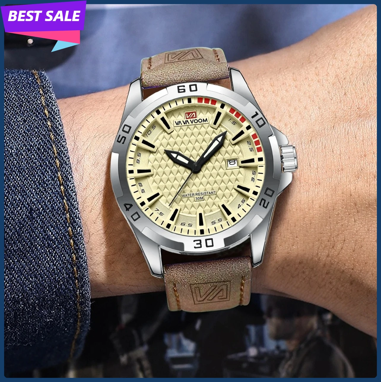

VA VA VOOM мужские повседневные спортивные военные кварцевые наручные часы с календарем для мужчин деловые кожаные водонепроницаемые мужские часы Relogio Masculin