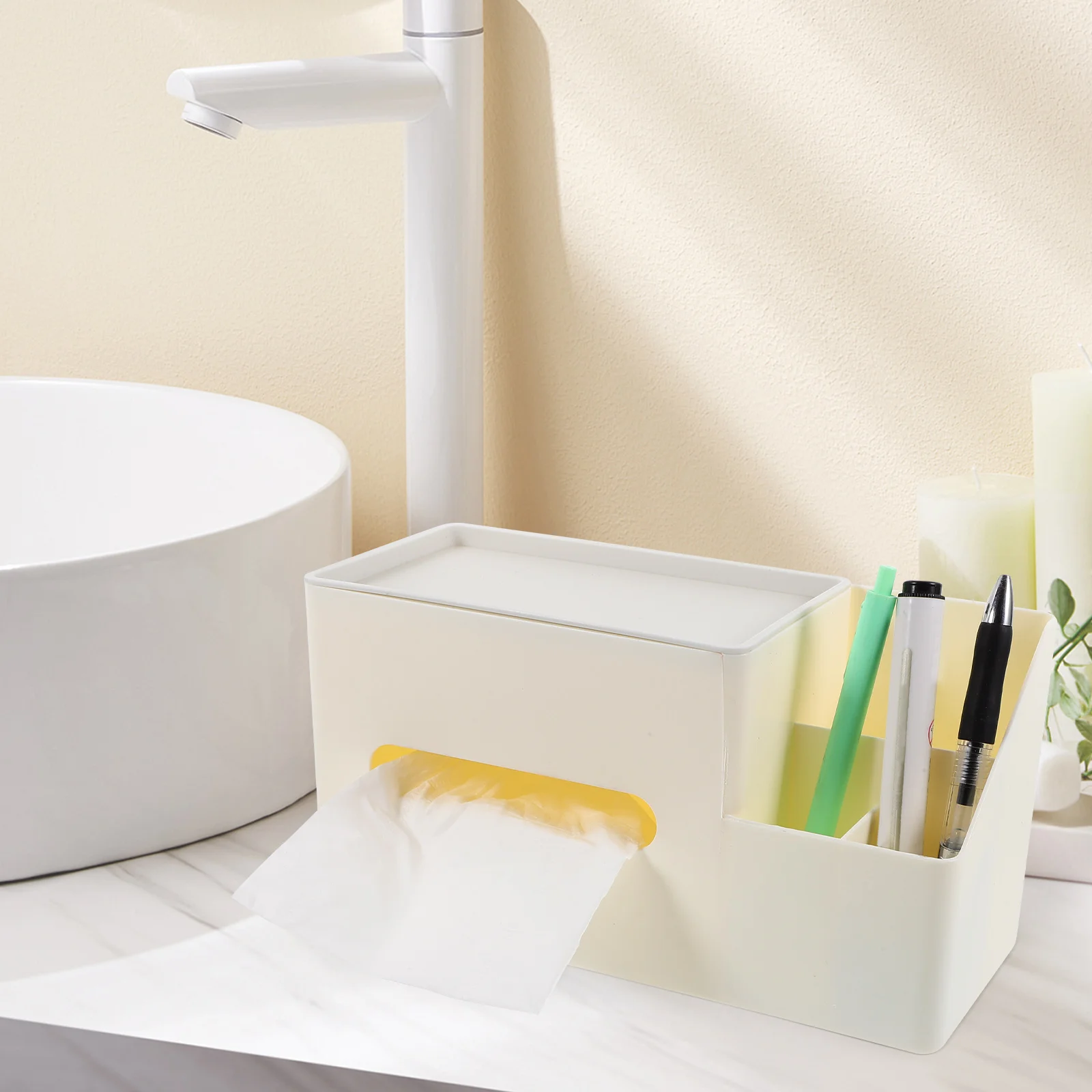 

Tissue Box Cover Plastic Side Organizer Storage Tissue Holder Living Room Office Car Napkin Dispenser Simple