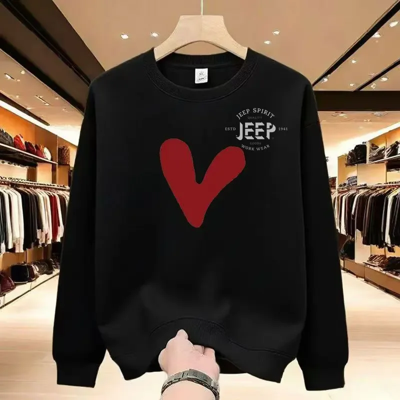JEEP SPIRIT Men's Crew Neck Sweatshirt— Fashion Casual Long Sleeve Pullover with Letter Print