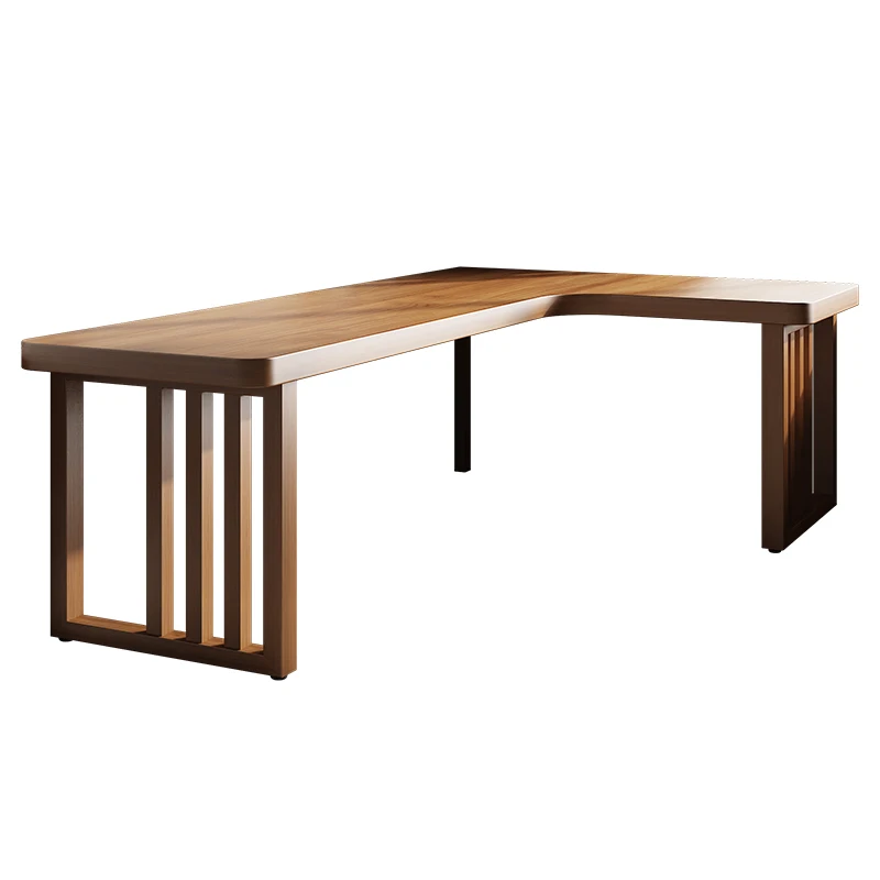 Solid wood corner desk desktop computer  simple student home bedroom L-shaped custom wall writing workbench