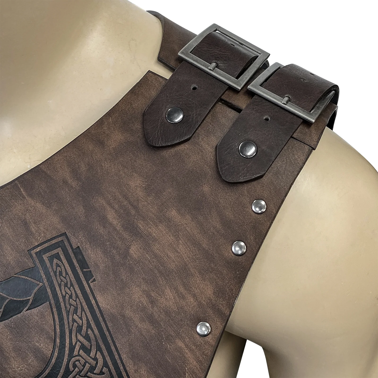 Medieval Armor Viking Samurai Warrior Knight Leather Harness Shoulder Pauldrons Men Costume Steampunk Vintage Battle Breastplate