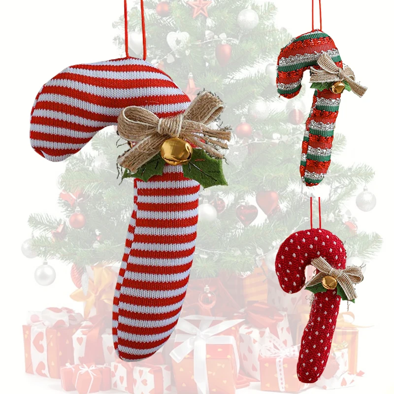 

2026 Red Candy Cane Christmas Ornaments Xmas Tree Hanging Pendant Crutch Lollipop Decor for Christmas Home Gift Party Supplies