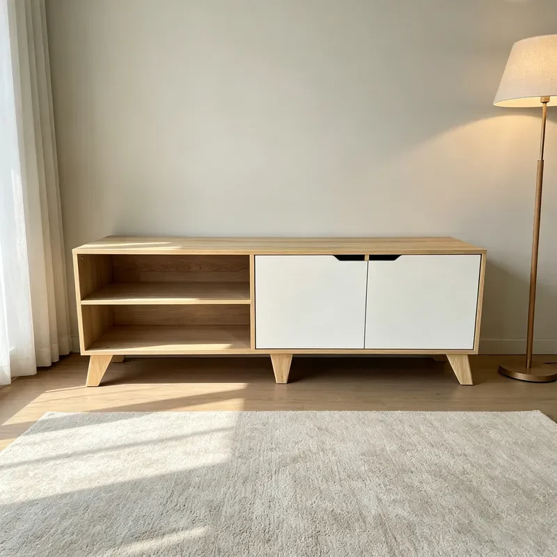 Nordic Style TV Cabinet for Modern Small Apartment Living Room Floor Cabinet Open Storage Locker Source Factory Wholesale