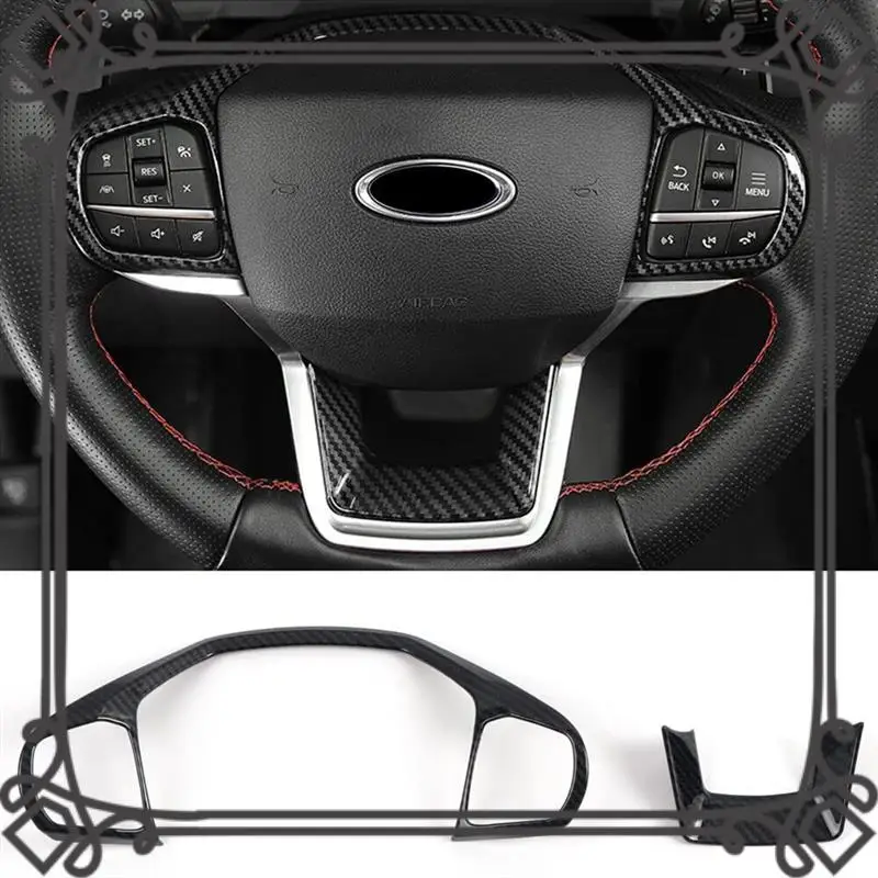 

Q2-автомобильная накладка на руль, крышка из АБС-пластика, углеродное волокно для Ford Explorer 2020-2023, запасные части для интерьера