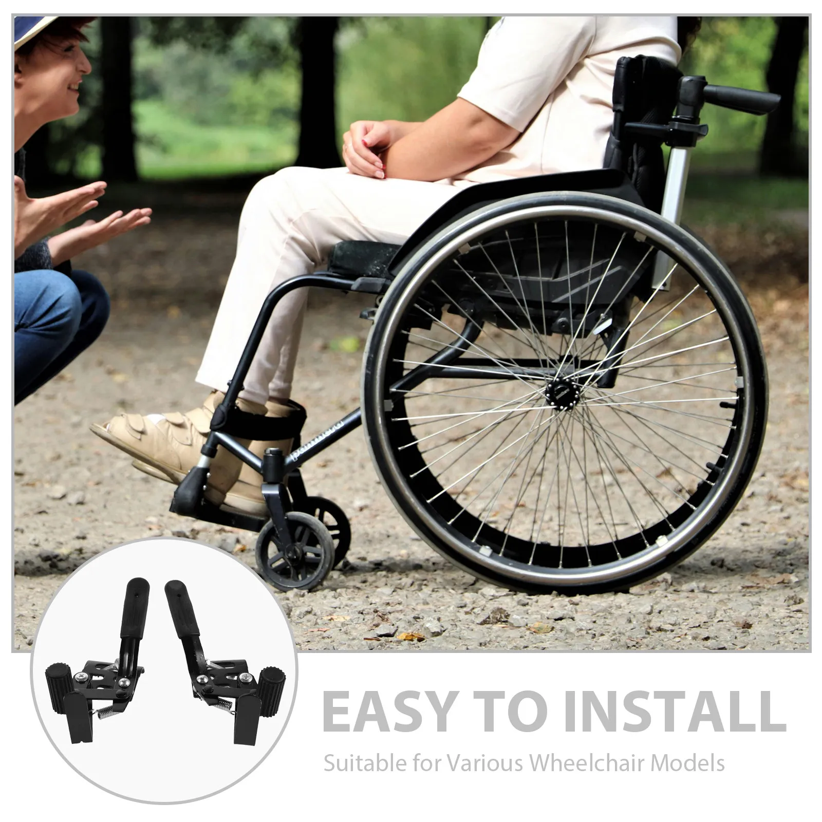 1Pair Wheelchair Brake Accessories Dual Hand Brake System Ergonomic Screw-Fixed Rear Wheel Lock for Manual Wheelchairs Hospital