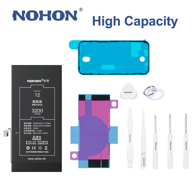 

NOHON High Capacity Battery For iPhone X XS 11 8 7 6S 6 S Plus 12 pro Mini Replacement Bateria For iPhone X iPhone 8 iPhone 7