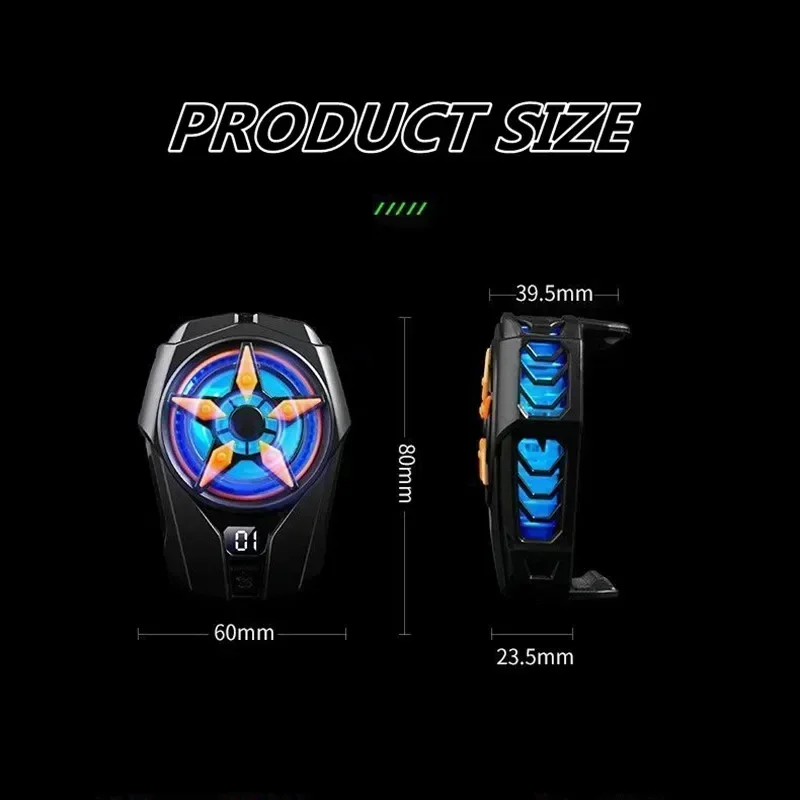 SL09 Mobile Phone Semiconductor Cooling Fan Radiator with Two Speeds Digital Display PUBG Game Cooler for IOS Android Universal