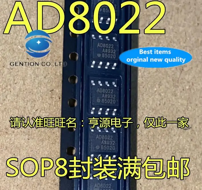 10 peças 100% original novo em estoque ad8022arz ad8022ar ad8022a ad8022 smd sop-8 chip de amplificador operacional