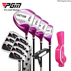 PGM-Conjunto Completo De Clubes De Golfe Para Senhoras Iniciantes, Haste De Carbono, Pólo De Aço, LTG007, 12 9 4 Pcs