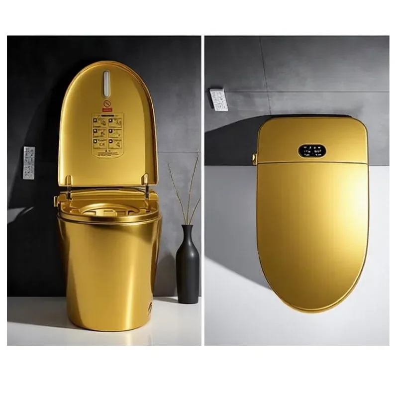 for Pure Gold Smart Toilet Multifunctional Gold Plated with Remote Control Constant Temperature Automatic Color Changing