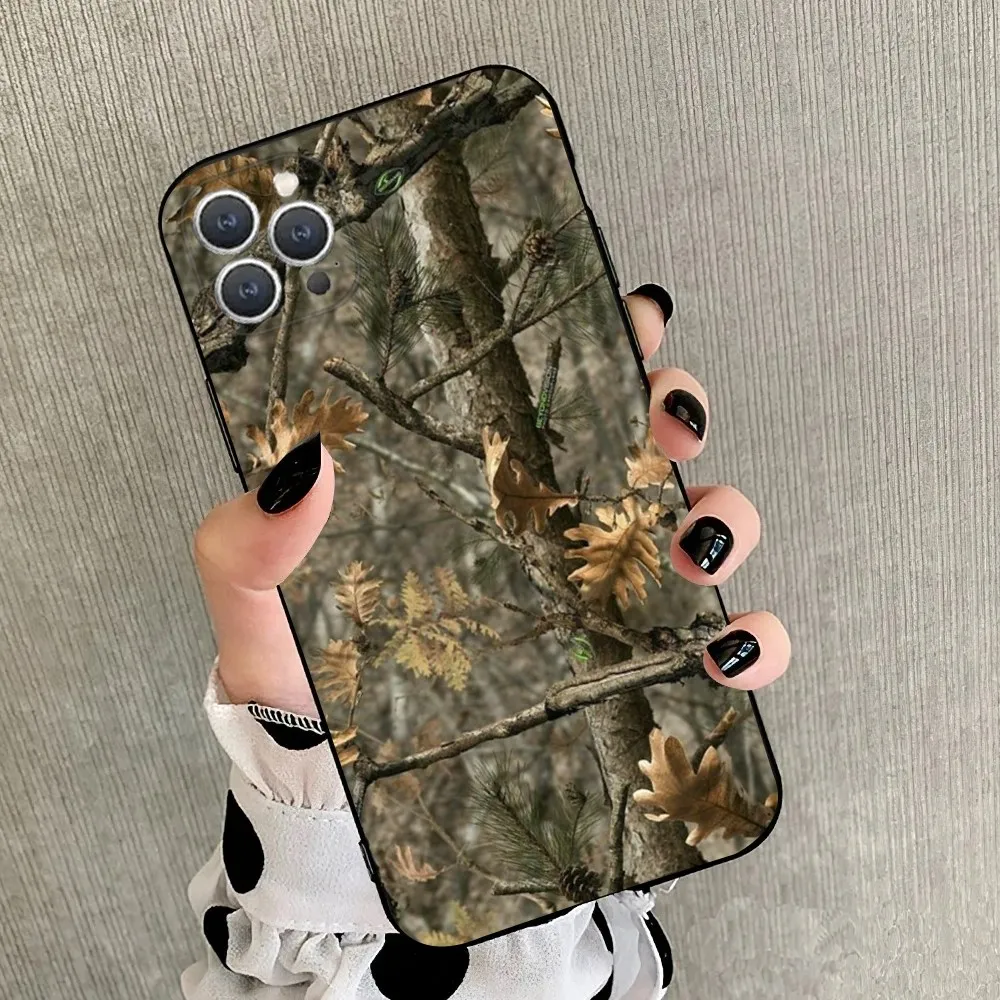 Deer Hunting Camo   Phone Case For iPhone 15,14,13,12,11,Plus,Pro Max,XS,X,XR,SE,Mini,8,7 Soft Silicone Black Cover