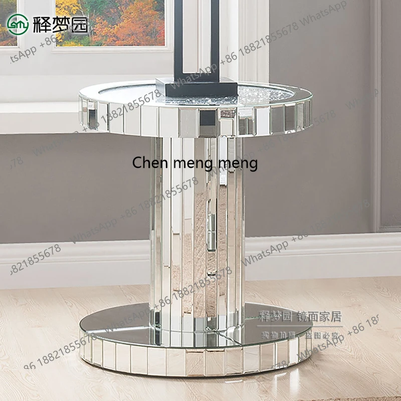 طاولة شاي اسكندنافية مستديرة وحديثة وبسيطة وخفيفة فاخرة وطاولة عرض زاوية ومرآة وطاولة مستديرة صغيرة #1