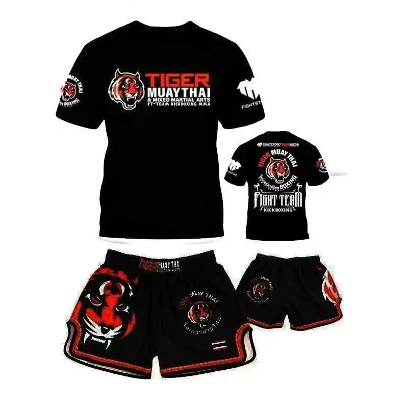 Muay Thai Training Suit for Children Quick-Dry Compression Suit Fighting Set Mixed Martial Arts Boxing Sports Sanda Custom