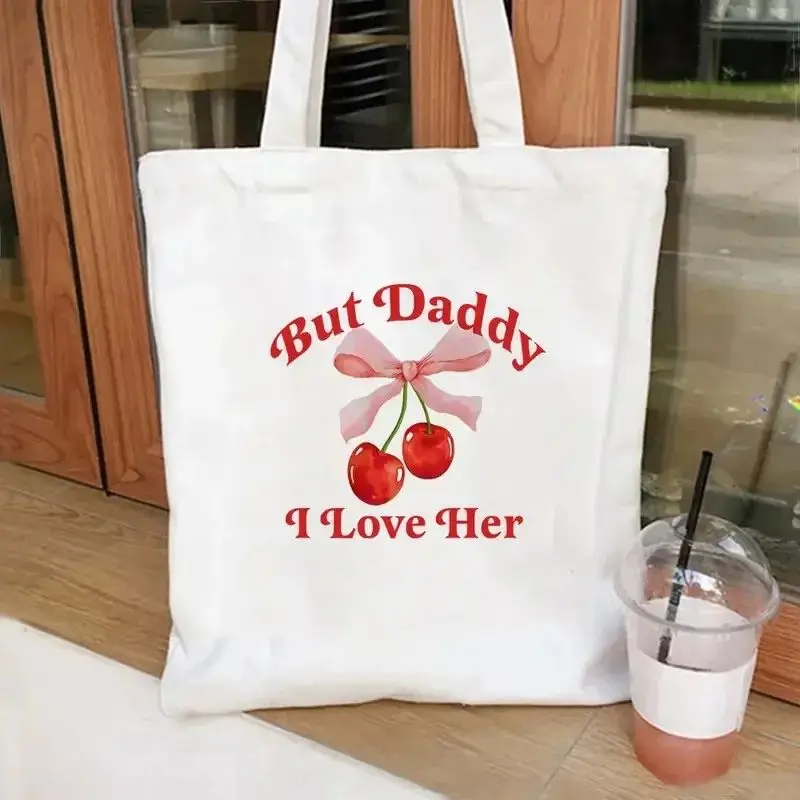 موضة الفاكهة عاشق قماش حمل الحقائب مضحك جماليات الكرز طباعة حقائب كتف المرأة المحمولة لا سستة حقيبة تسوق حقيبة يد