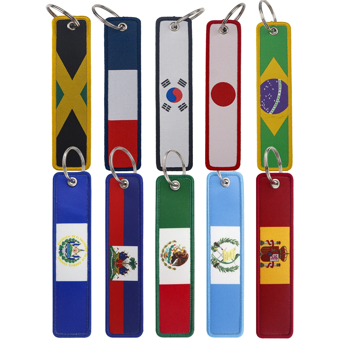 

National Flags Embroidery Key Fob Key Tag For Cars Backpack Chaveiro Keychain Fashion Keyring Gifts for Men Women Accessories