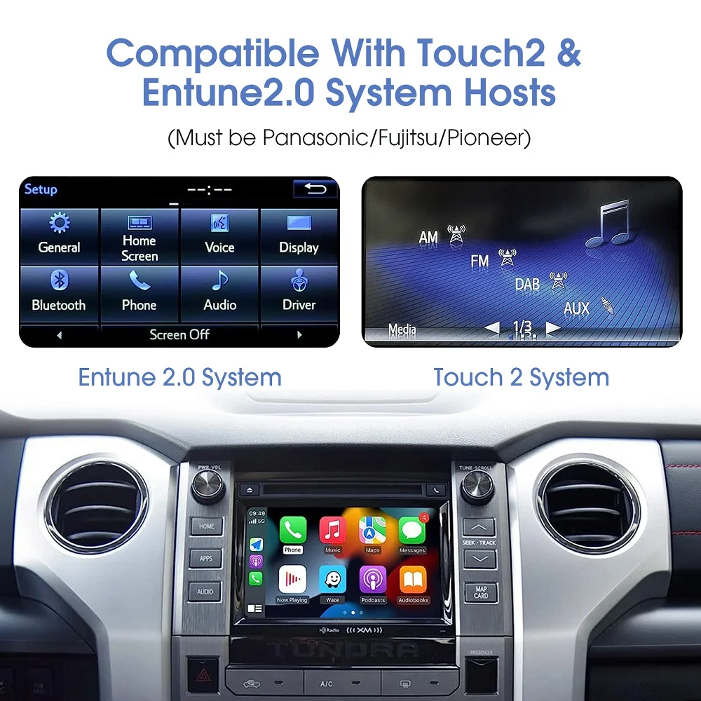 Kit de atualização multimídia decodificador de atualização de tela OEM para Toyota Touch2/Entune2.0 System 2014-2019 Wireless CarPlay Android auto