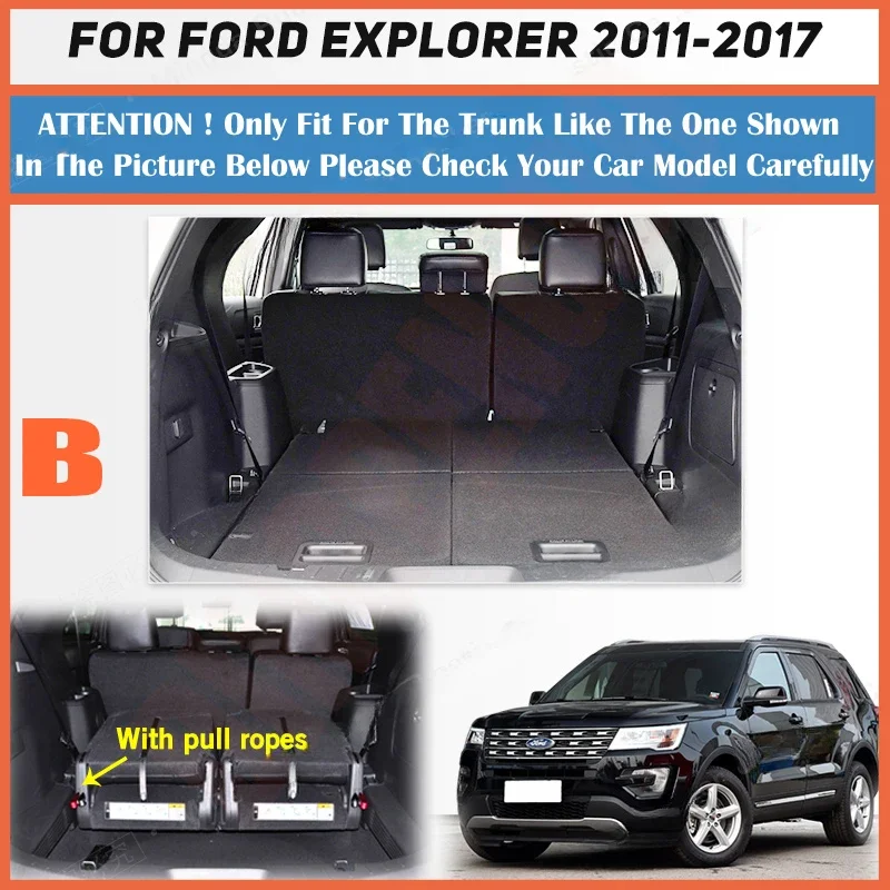 Auto Full Coverage Trunk Mat For Ford Explorer 2011-2018 17 16 15 14 13 12 Car Boot Cover Pad Interior Protector Accessories