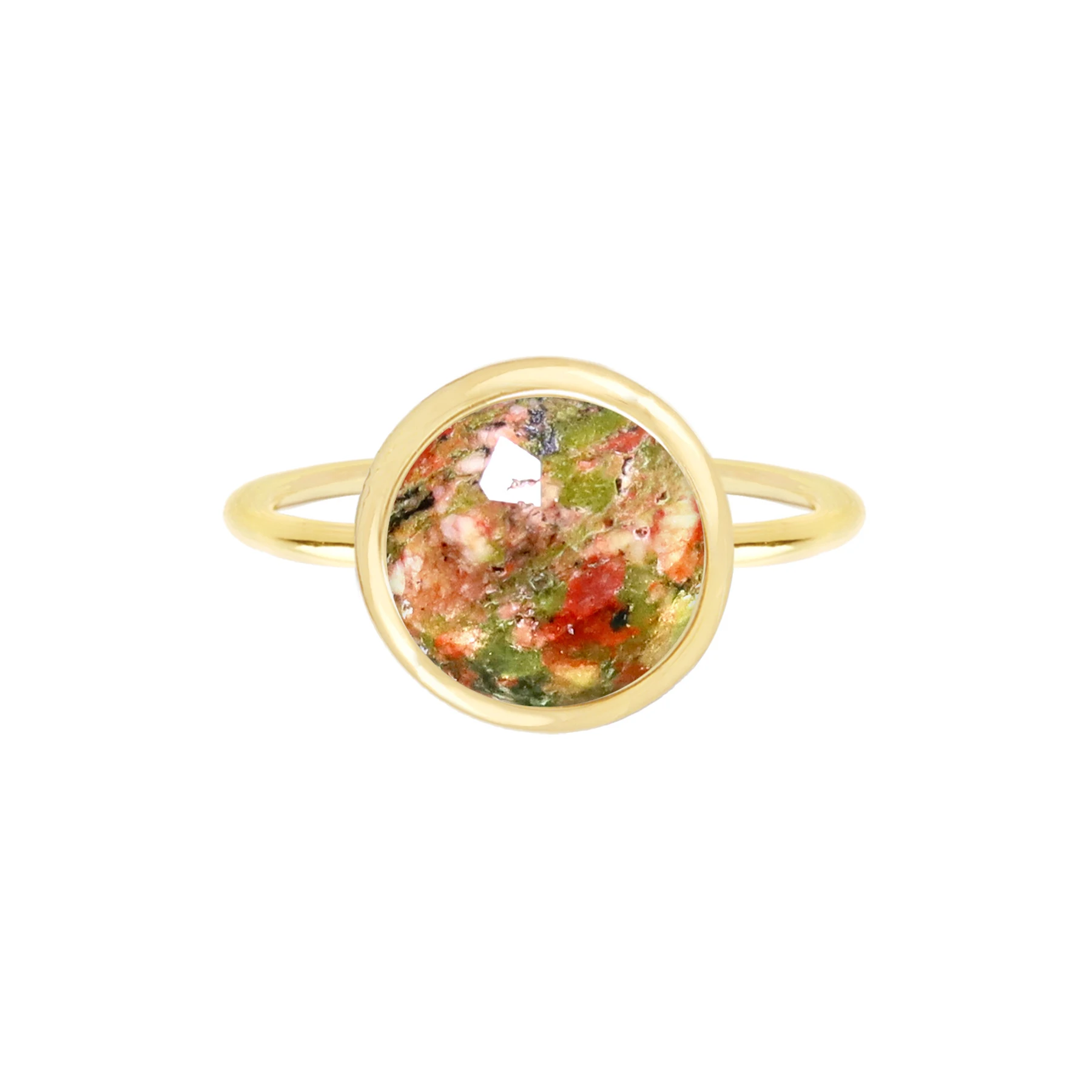 Handmade 14K Gold Filled Gemstone Unakite Ring All Size